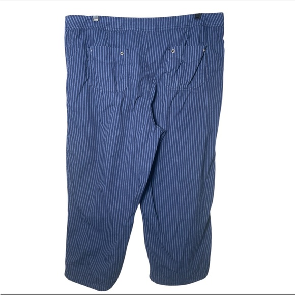 Fresh Produce cotton capri culotte Pull on drawstring Blue Striped Pants size XL - Picture 2 of 4